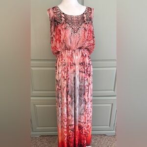 Y2K  Maxi dress size L paisley, sleeveless, bejewel embellishment